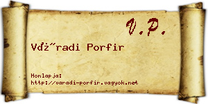 Váradi Porfir névjegykártya